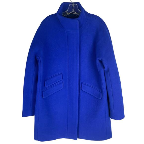 J. Crew New Cocoon Coat in Italian Stadium Cloth Wool Blue Size 14 - Picture 3 of 10